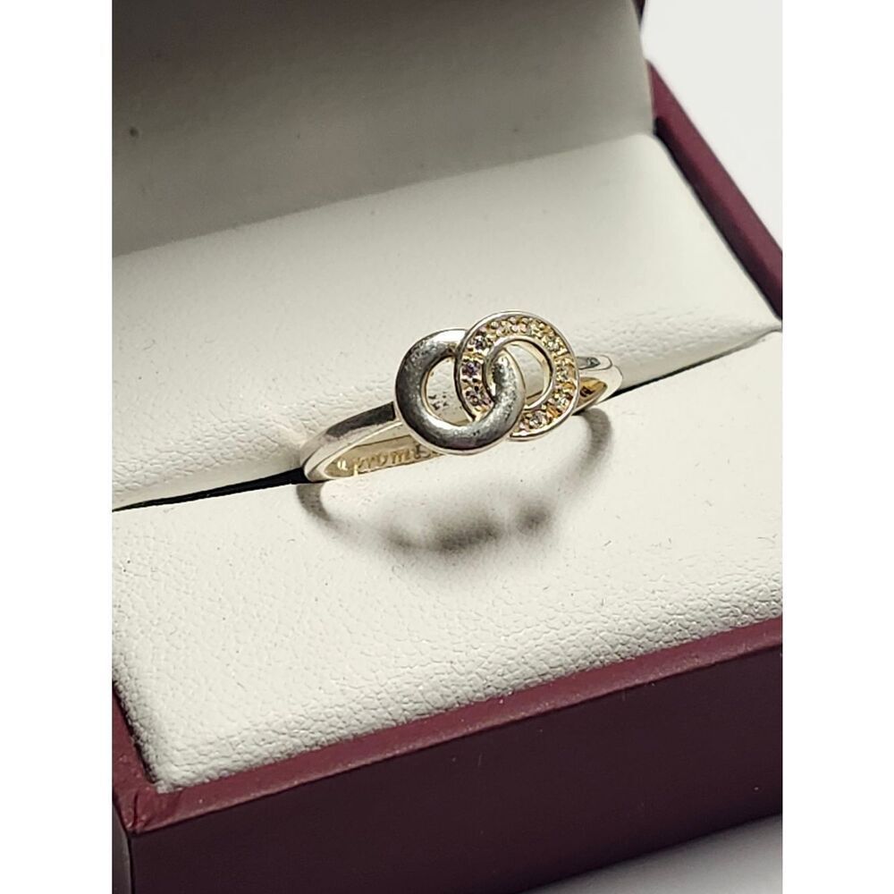 AVON Sterling Sliver Promise Ring w/CZ Pave` Engraved "A Promise is Forever" 9